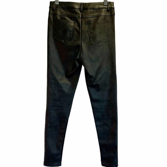 SIGNATURE 8 black zippered faux leather leggings S - Picture 2 of 10